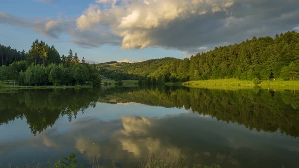  Time lapse of beautiful nature with lake. Czech Republic