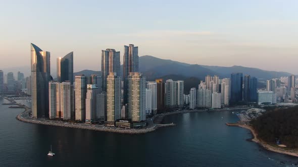 Korea Busan Haeundae Downtown Building Aerial View