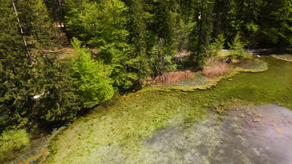 Beautiful small Lake in the Mountains Drone Video