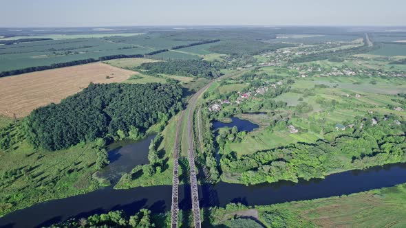 Railway Bridge Crossing a Beautiful Valley During the Summer Season