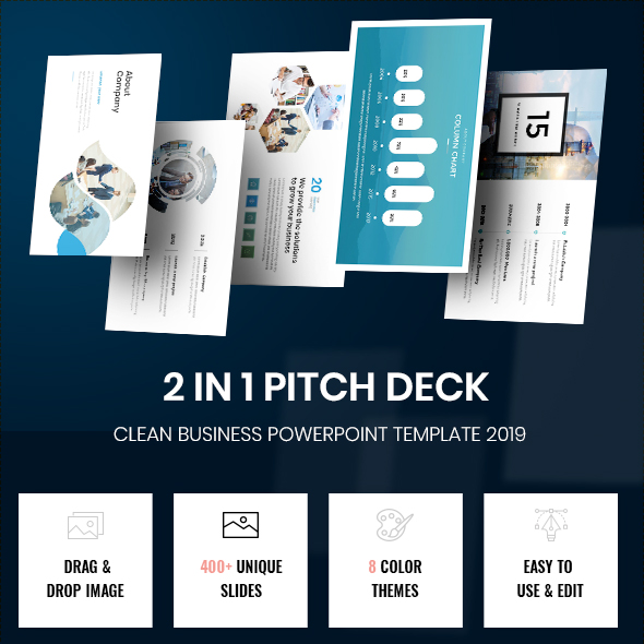 Bundle 2 in 1 Smart Pitch Deck Powerpoint Template 2019