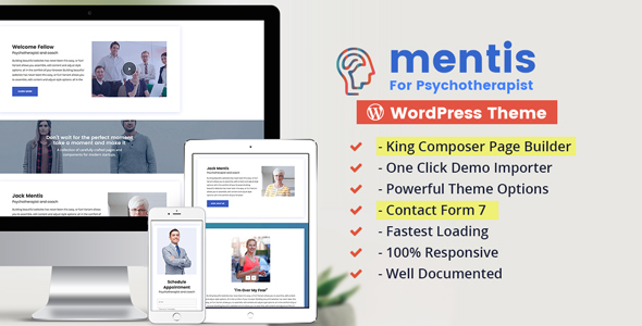 Psychologist- WordPress Theme Mentis for Therapists, Psychiatrists & Life coaches