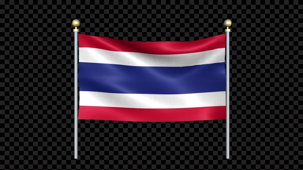 Thailand Flag Waving In Double Pole Looped