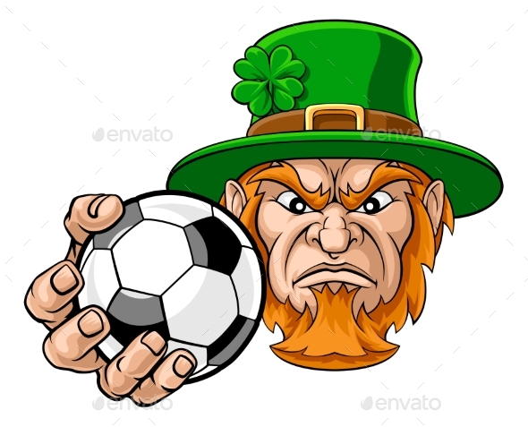 Leprechaun Holding Soccer Ball Sports Mascot