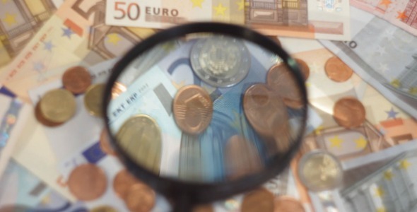 Euro Cash Through Magnifying Glass