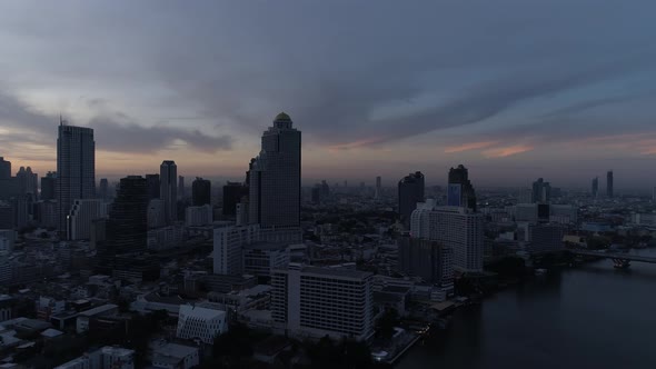 Bangkok thailand aerial city view drone footage over the city.