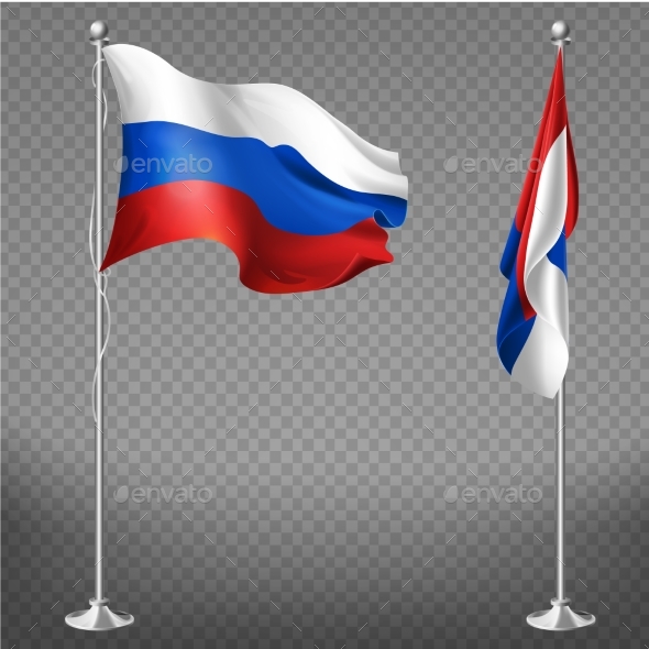 Russia National Tricolor Flag Realistic Vector