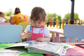 little girl drawing a colorful pictures - PhotoDune Item for Sale