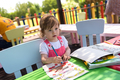 little girl drawing a colorful pictures - PhotoDune Item for Sale