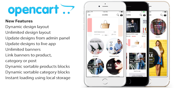 Opencart mobile app ionic 5 source code with opencart module for iOS and android