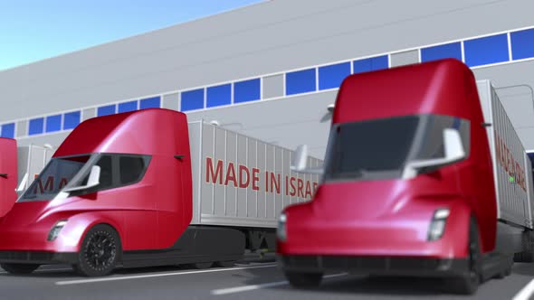 Modern Semitrailer Trucks with MADE IN ISRAEL Text
