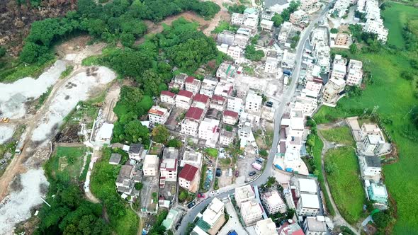 Fly drone over Hong Kong residential district