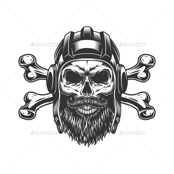 Bearded and Mustached Skull