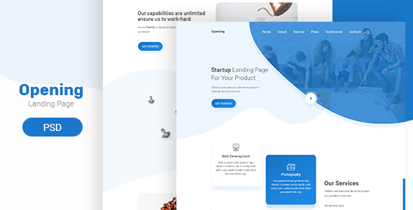 Opening - Landing page PSD Template