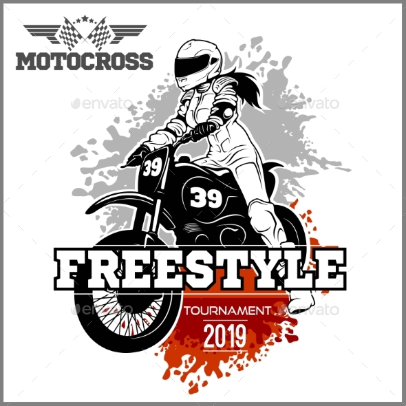 Female Motocross Vector Design Illustration