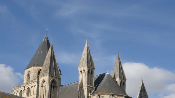 Mens Abbey by the day Normandy France 4K 3840X2160 slow tilt UltraHD footage - French  Abbaye aux Ho