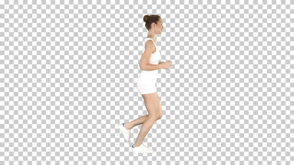 Athletic Woman Running, Alpha Channel