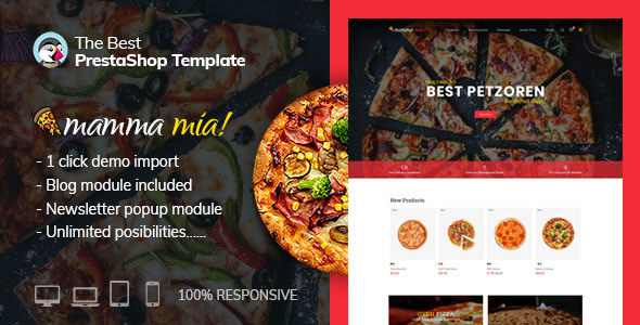Pizza - Food Cake Prestashop 1.7.7 Theme