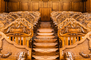 nged in rows inside an elegant hall