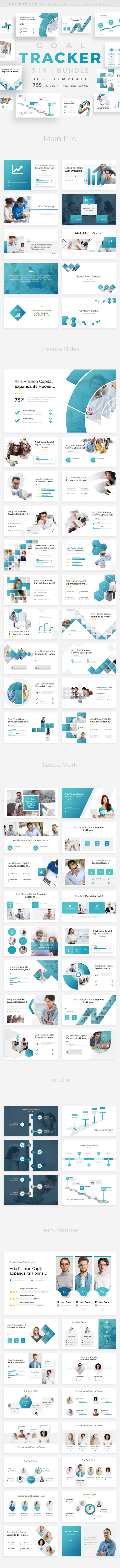 Goals Tracker 3 in 1 Pitch Deck Bundle Powerpoint Template Template