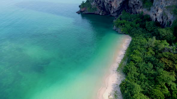 Railay Beach Krabi Thailand Tropical Beach of Railay Krabi Drone Aerial View of Panoramic View of