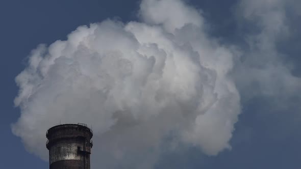 Smoke Comes From the Chimney. Air Pollution. Slow Motion. Ecology. Kyiv. Ukraine