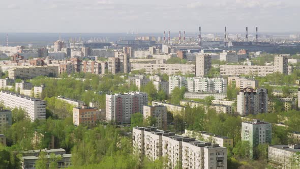 A View From Helicopter Flying Over an Urban Area on Sunny Summer Day