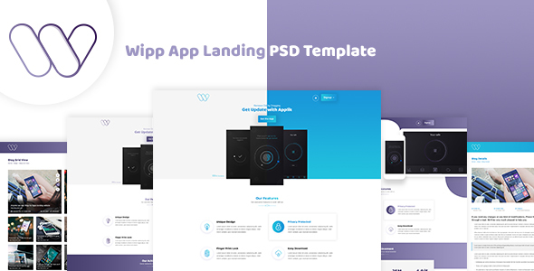 Wipp -  App Landing PSD Template
