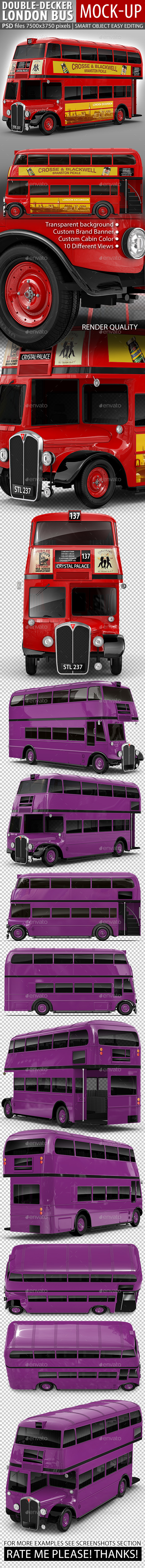 London Double-Decker Bus, Red Coach Mock-up