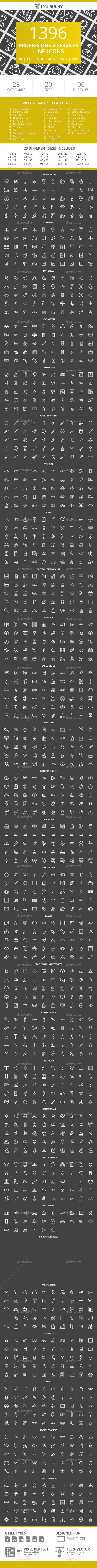 1396 Professions & Services Line Inverted Icons