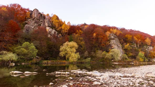 View of the River Flowing From the Mountain Waterfall