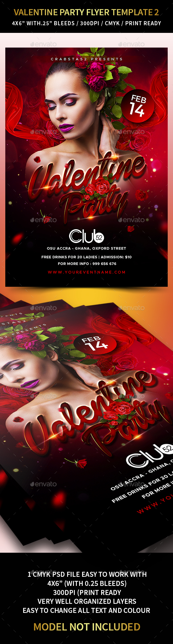 Valentine Party Flyer Template 2