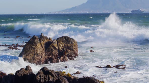 Scenic View of Waves at Ocean Cape Town South Africa