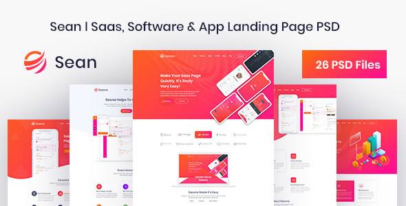 Sean - Saas, Software & App Landing Page PSD Template
