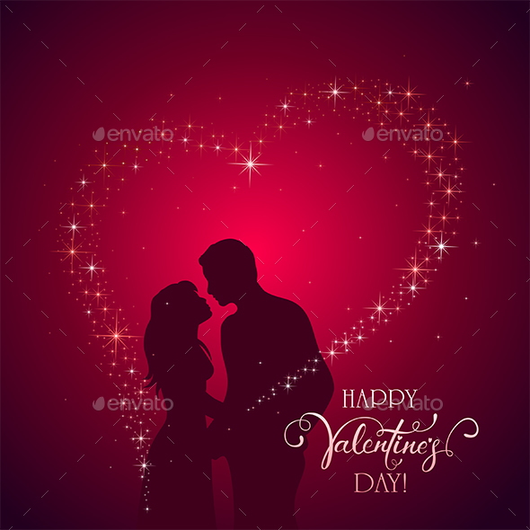 Valentines Day Background with Heart and Couple