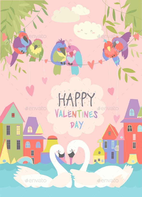 Birds in Love Celebrating Valentines Day