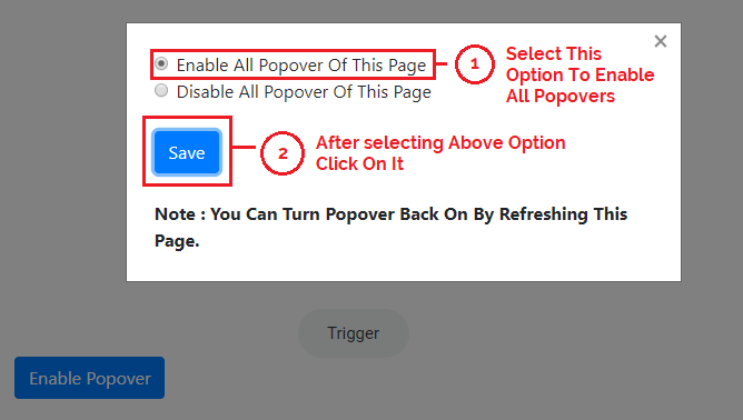 disable button modal false