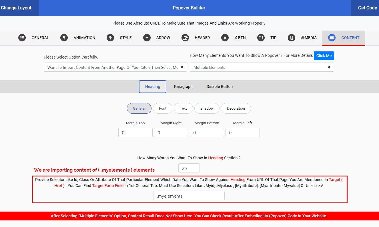 import data multiple element