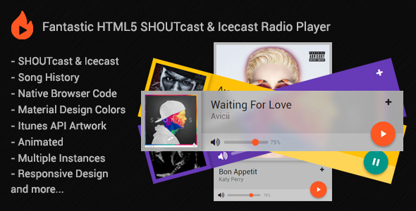 Codes: Animated Shoutcast Player Html5 Player Icecast Icecast Player Material Design Mobile Radio Player Radio Player Responsive Shoutcast Shoutcast 1 Shoutcast Html5 Player Shoutcast Player