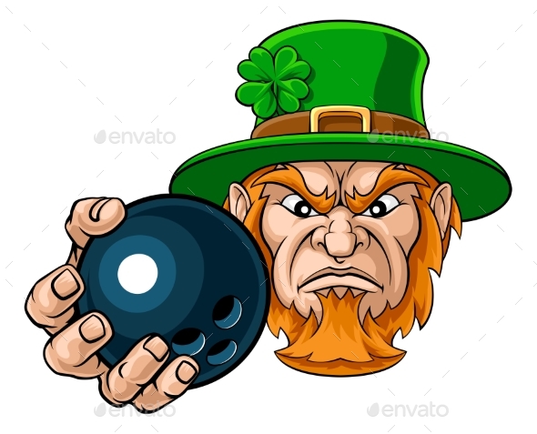 Leprechaun Holding Bowling Ball Sports Mascot