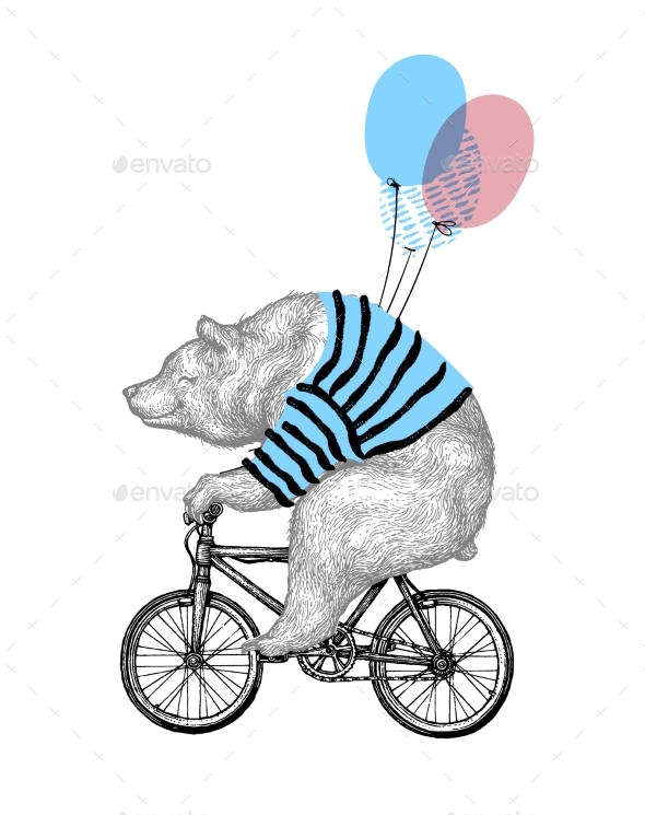 Bear Ride Bicycle with Balloon