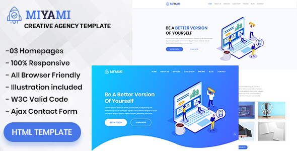 Miyami - One Page Creative Agency HTML Template