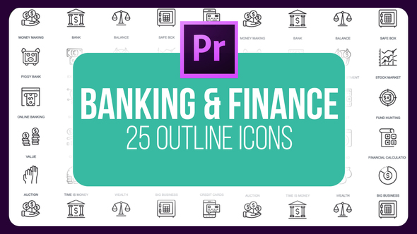 Banking And Finance - Thin Line Icons (MOGRT)