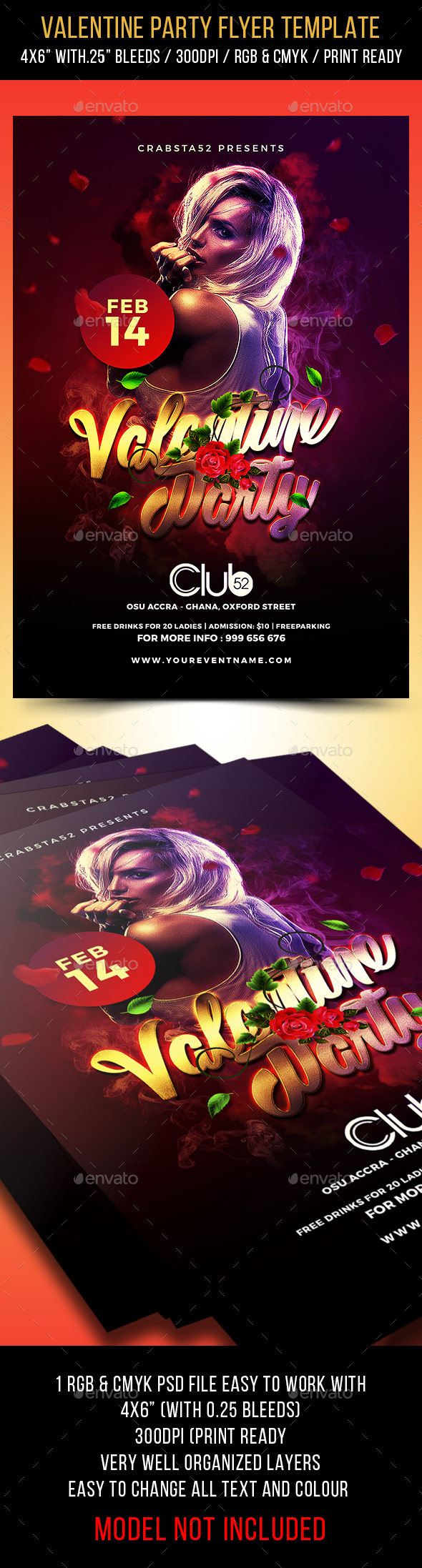 Valentine Party Flyer Template 3