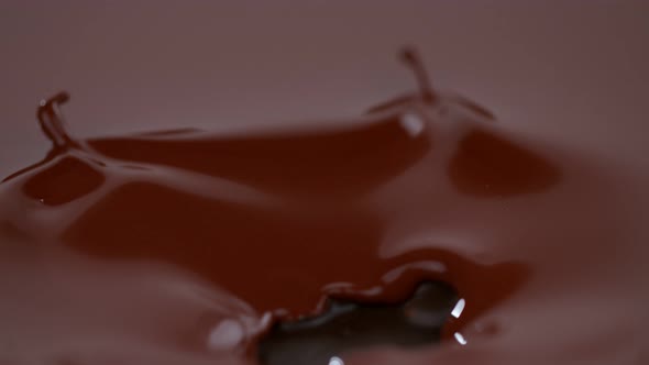 Chocolate Splash. Shoot on Digital Cinema Camera in Super Slow Motion, 1000Fps.