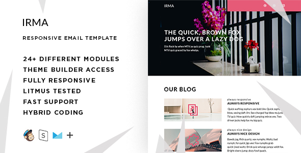 Irma  – Responsive HTML Email + StampReady, MailChimp & CampaignMonitor compatible files