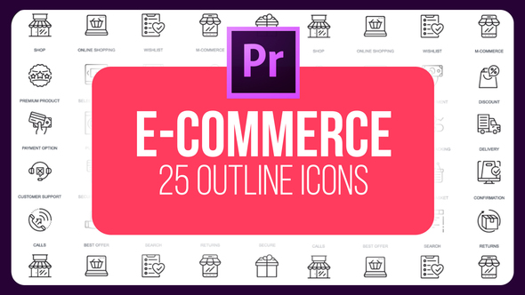 E-Commerce - Thin Line Icons (MOGRT)