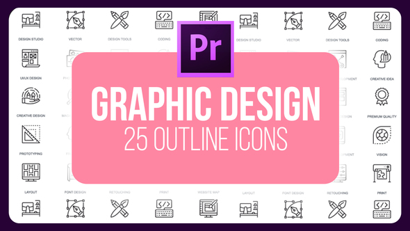 Graphics Design - Thin Line Icons (MOGRT)