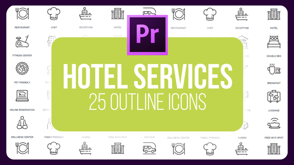 Hotel Services - Thin Line Icons (MOGRT)
