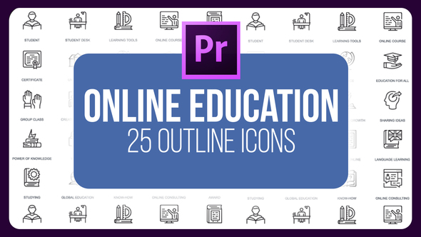 Online Education - Thin Line Icons (MOGRT)